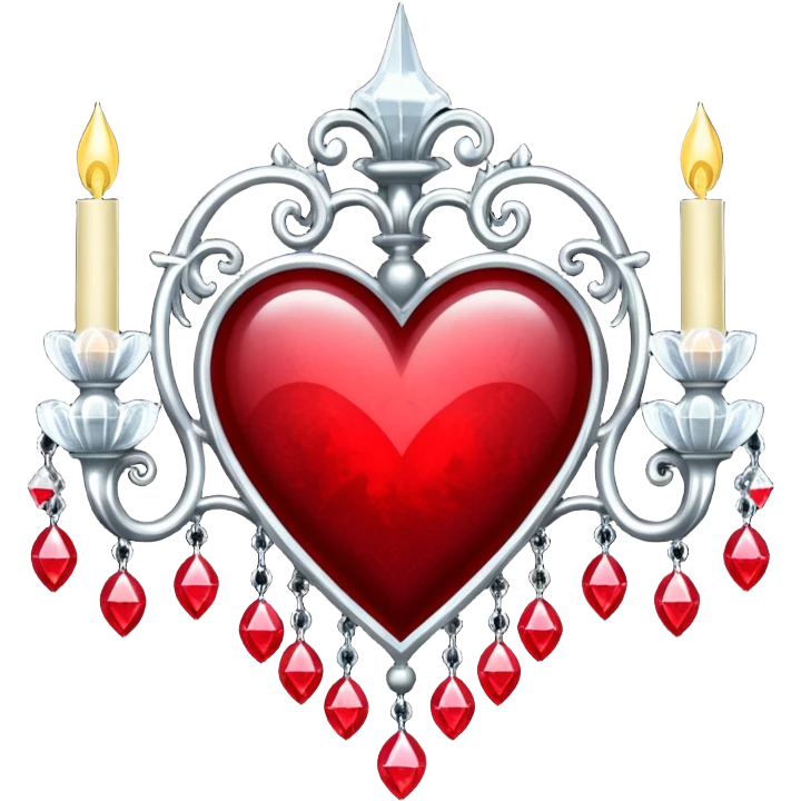 heart with gothic chandelier crystals emoji