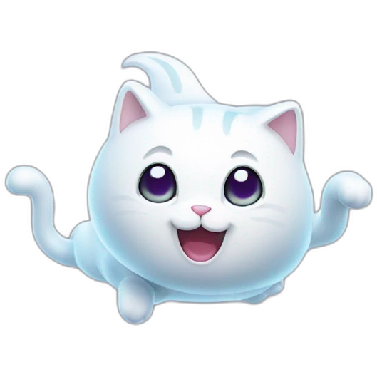 Cute cartoon ghost cat floating in the air emoji