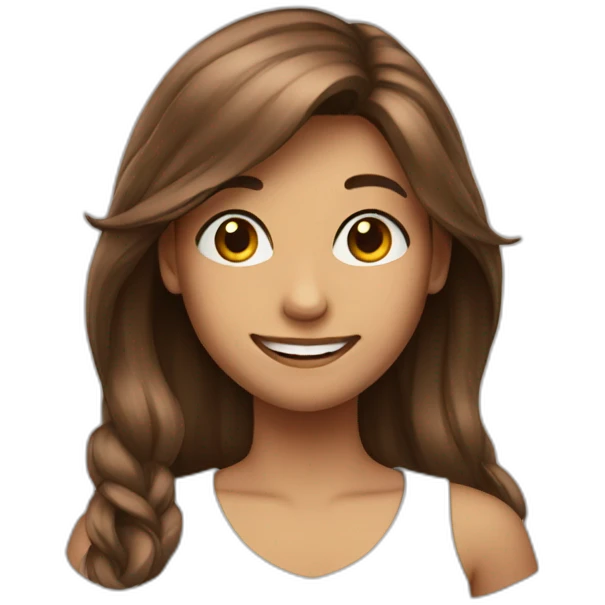 a girl with long broun in har and a smile emoji