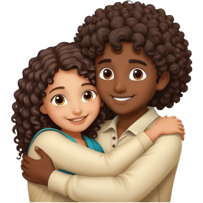 Beautiful girl with curly hair indian girl short girl hugging indian boy emoji