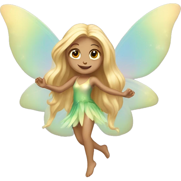 Iridescent fairy flying long hair blonde full body emoji