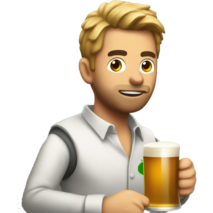 Persona tomando cerveza levantando el pulga emoji