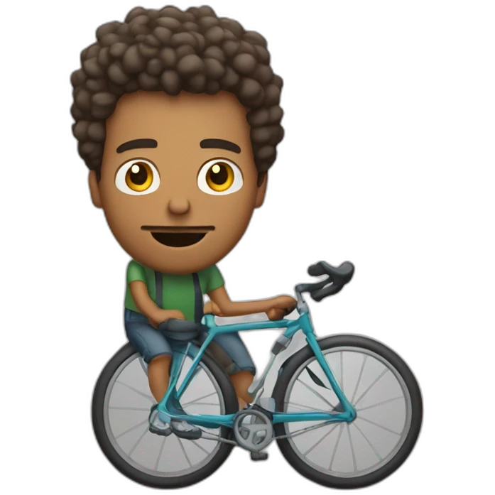 hombre gordo pelo canoso con bicicleta emoji