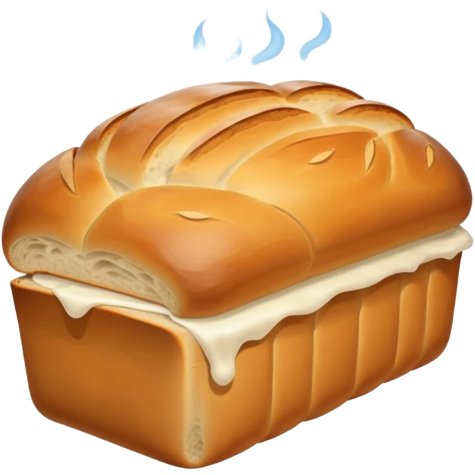 freshly baked loaf of bread with steam rising emoji