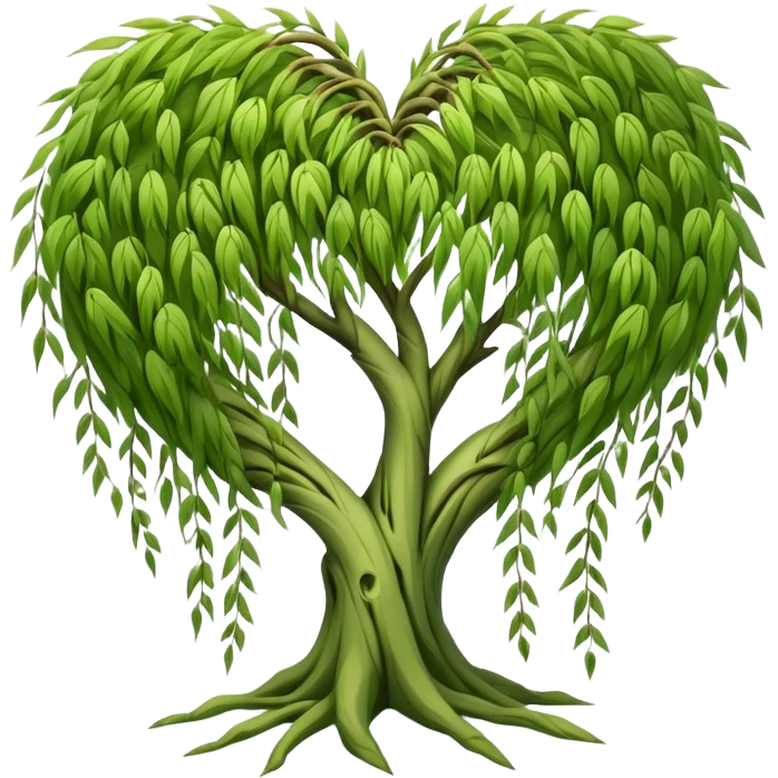 weeping willow tree hugging a heart emoji