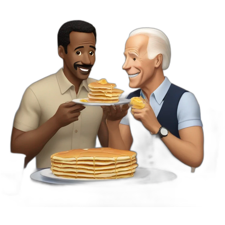 Ted Lasso eating pancakes with Joe Biden  emoji