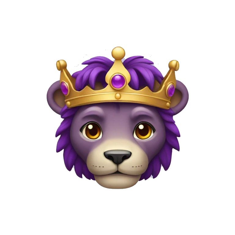 un leon de color morado con una corona emoji