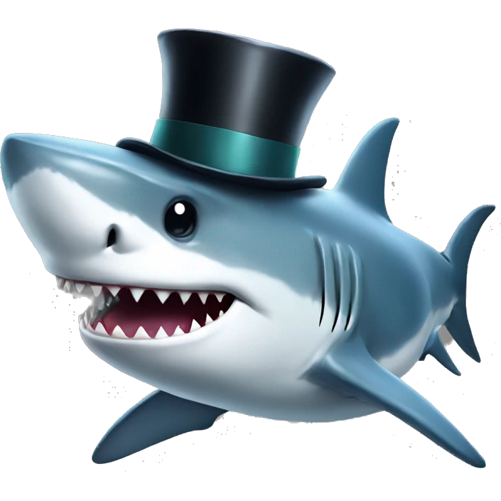 Shark with a top hat emoji