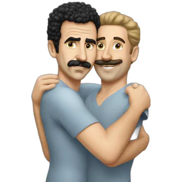 borat hugs caucasian man emoji