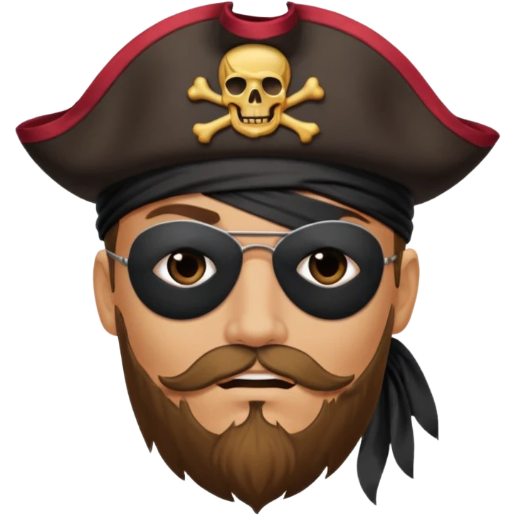 pirate with black eyepatch covering one eye and with only one eye emoji