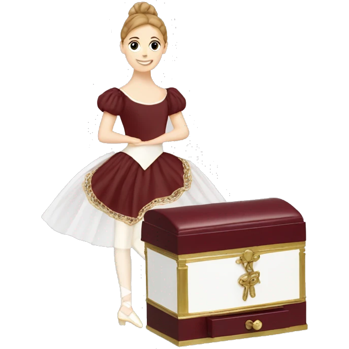 burgundy music box with white ballerina standing back emoji