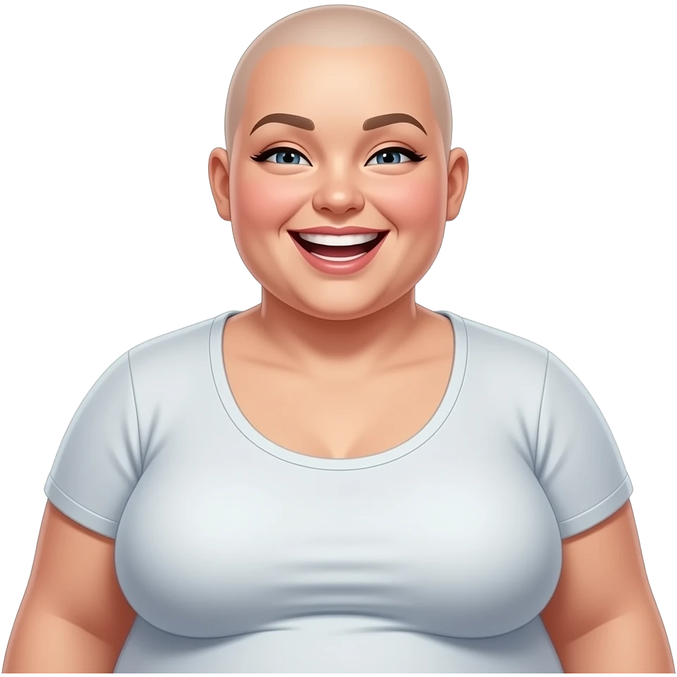 fat very fatshirtless bald girl with huge manboobs laughing emoji