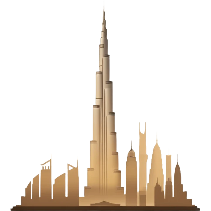 Burj Khalifa, beige silhouette, minimalism, distant view, emoji style emoji