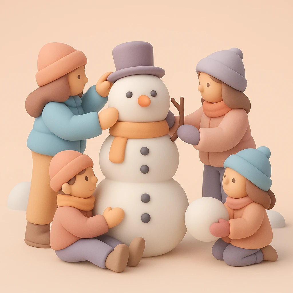 people making a snowman emoji