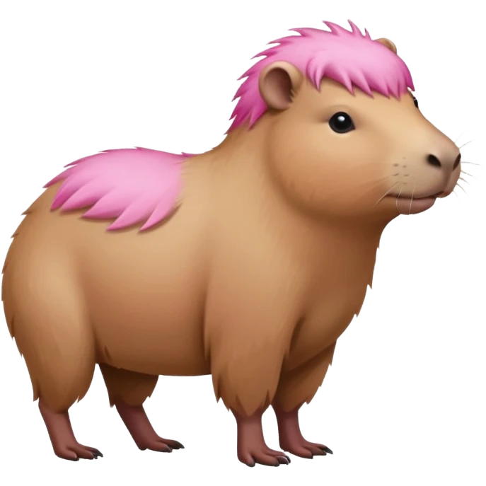 Capybara with pink head hair, standing emoji
