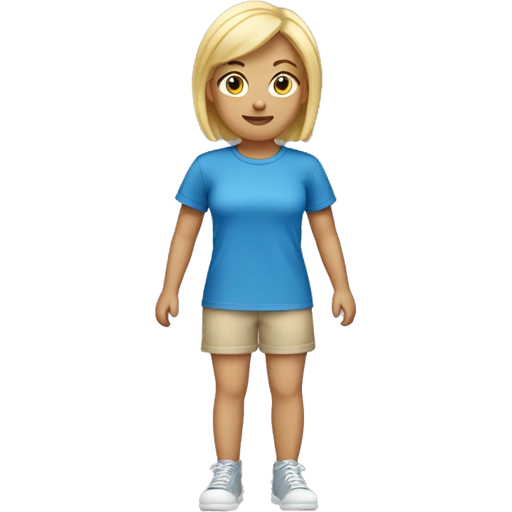 blonde girl short hair wearing blue t-shirt emoji