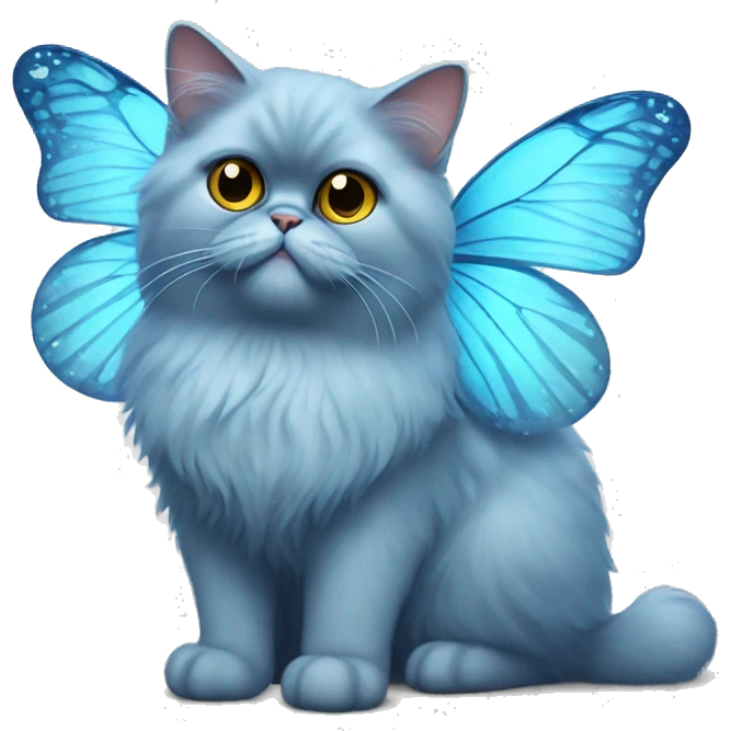 Blue Persian cat with butterfly wings emoji