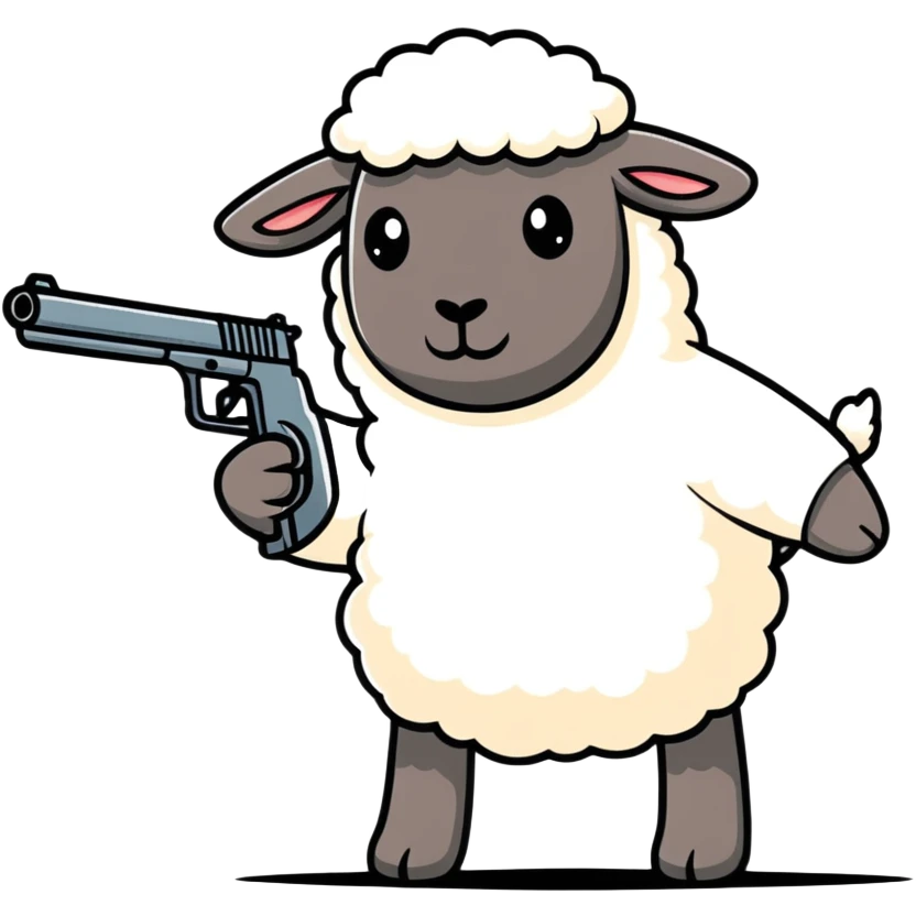 Black sheep with gun emoji
