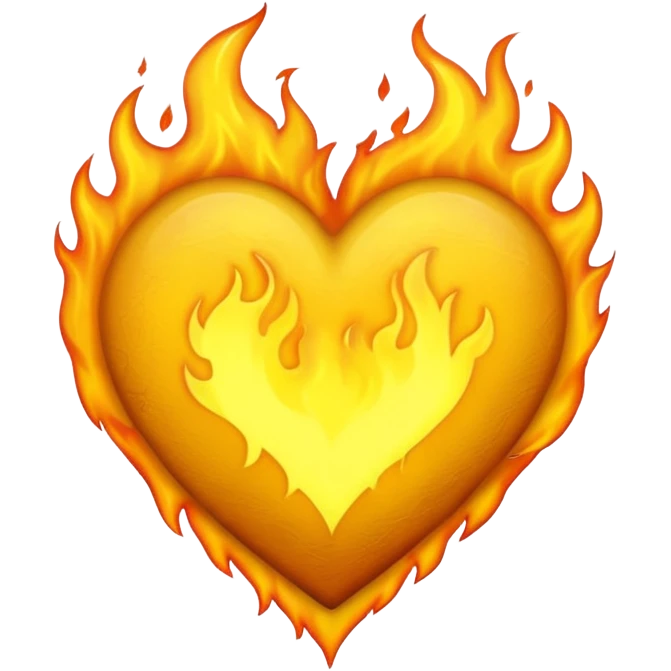yellow heart with a fire effect emoji