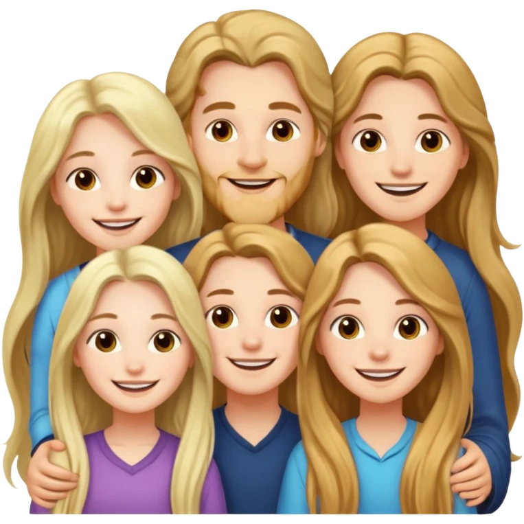 3 loving friends, 1 man and 2 girls with long hair emoji
