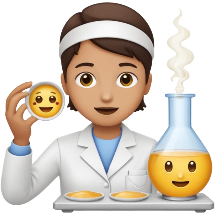 laboratory researcher analyzing dish emoji style. emoji