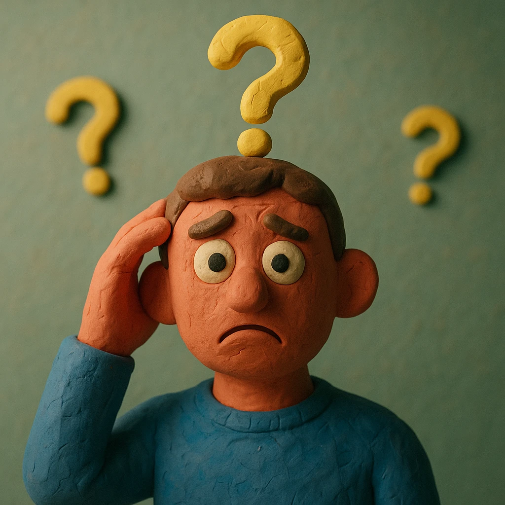 confused person, claymation style emoji