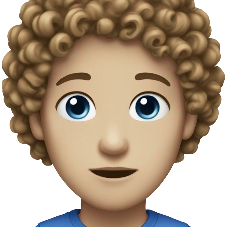 White skin curly hair blue eye emoji