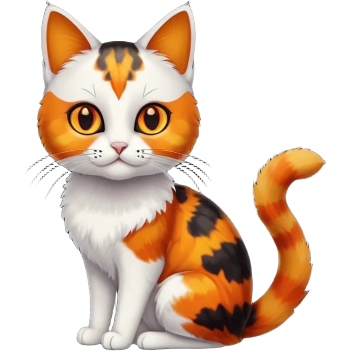 small tortoiseshell cat. amber eyes. full body. 0% white  emoji