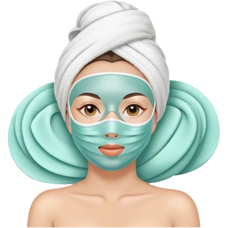 Lady with face mask spa beauty full face relaxing emoji