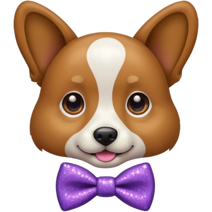 Cachorro adulto com gravata roxa com glitter emoji