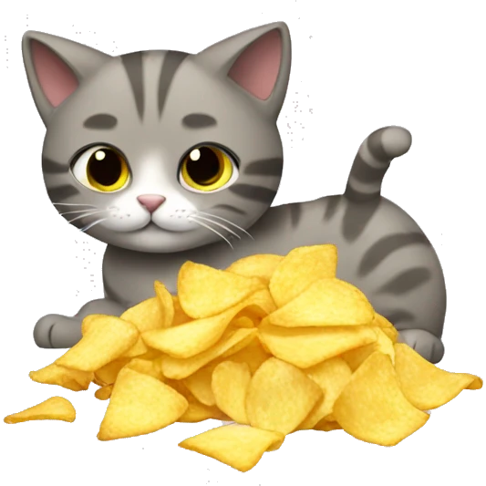 Cat eating chips emoji