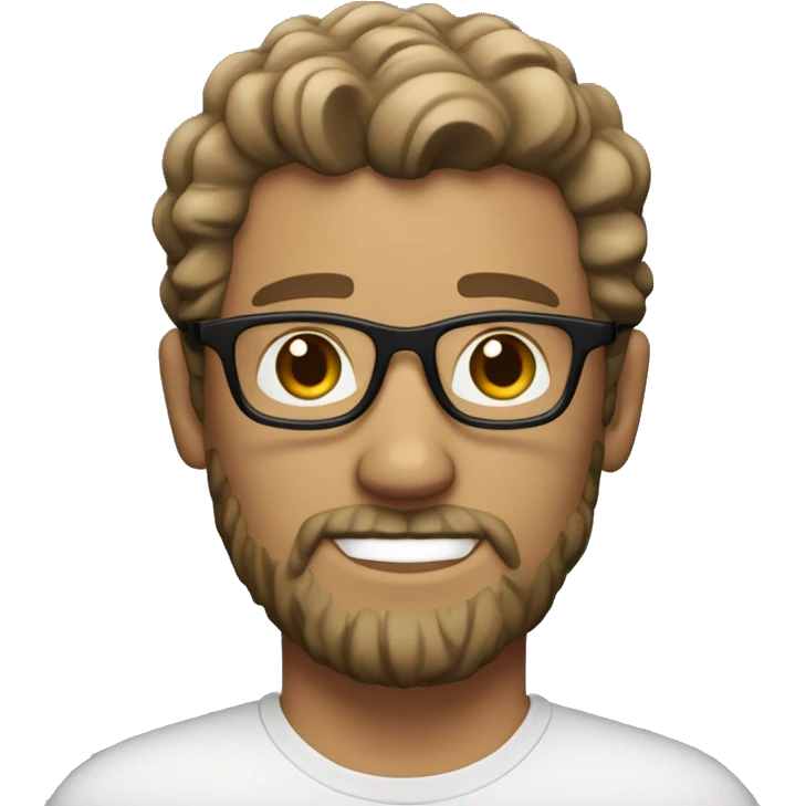White male with a salt-and-pepper beard and short, curly light brown hair. He wears clear, round plastic glasses emoji
