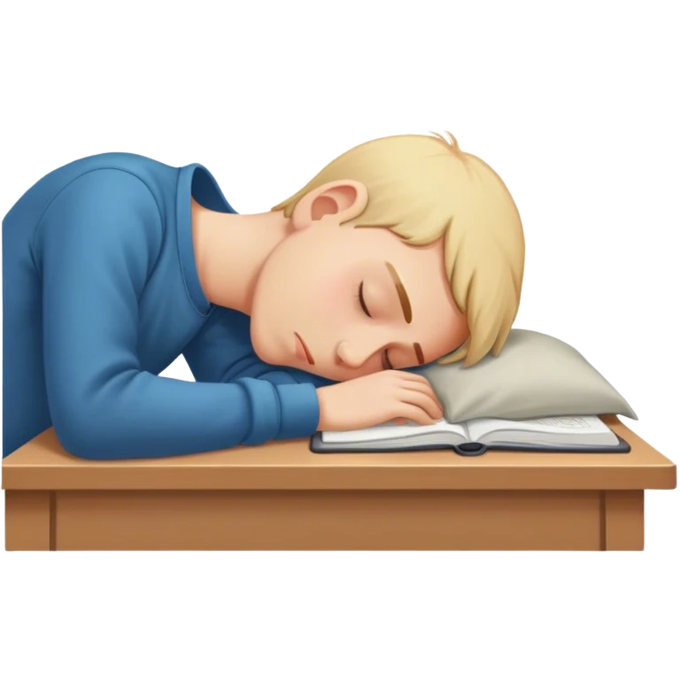 a boy with his head down on a desk sleeping emoji