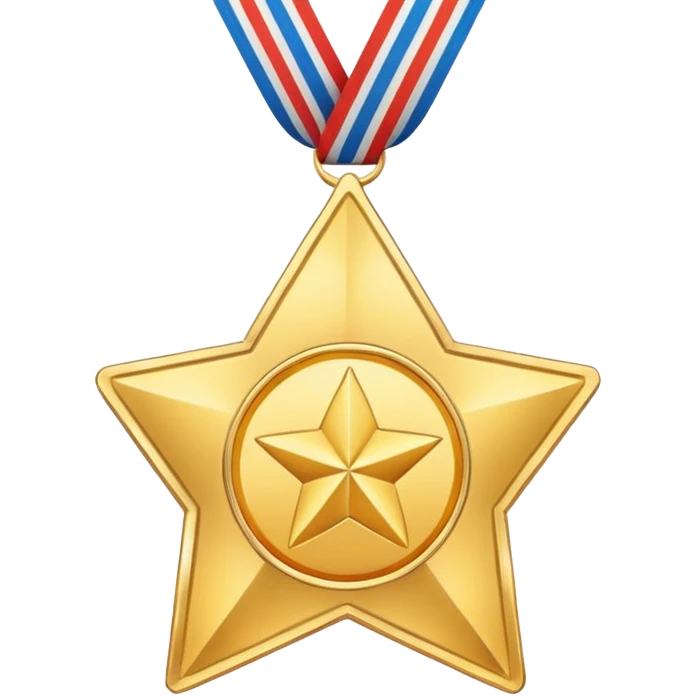 JUST THE CIRCLE golden medal in star shape, central empty space, details in border, golden emoji