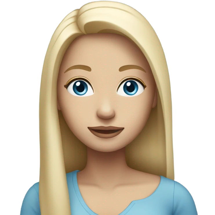 light blonde straight long hair with light blue eyes woman emoji