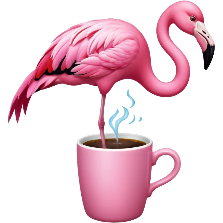 Flamingo drinks coffee  emoji
