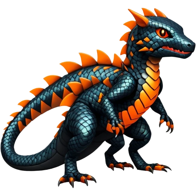 Modern Futuristic Scaly Cyber-Salandit-Litten-Hybrid (Full body) emoji