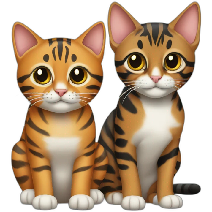 two-cats-bengal-and-small-cat-black-together emoji
