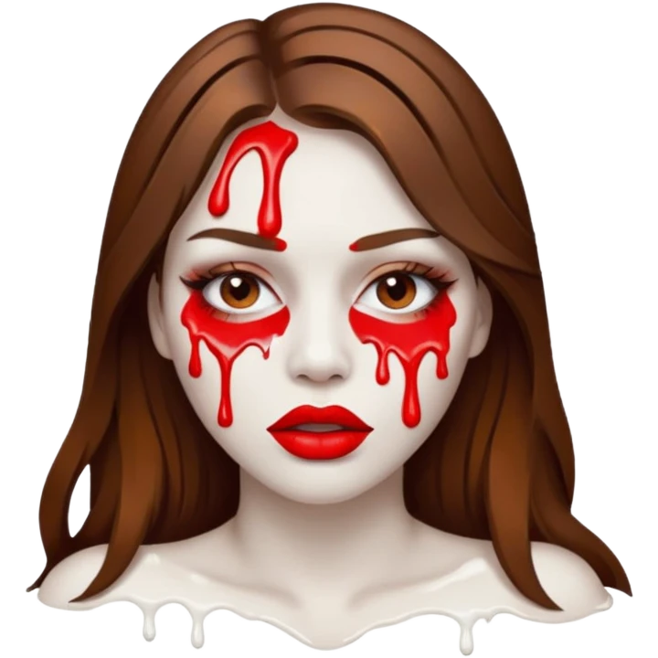 Brown Hair, Woman, white paint drip, face, hot, Sexy, lips emoji