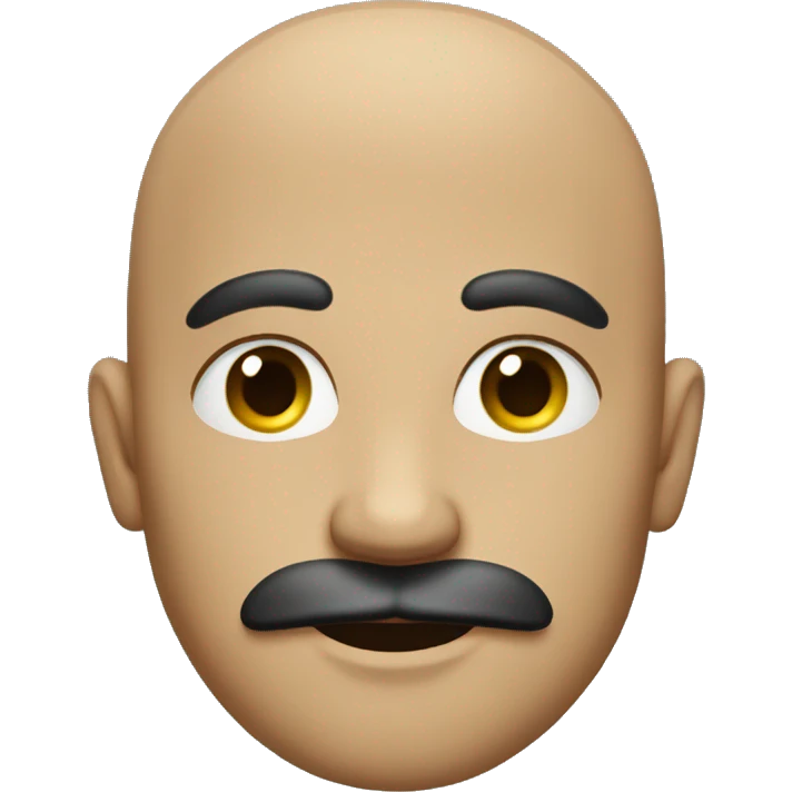 young bald man with big bushy brown moustache and no glasses emoji
