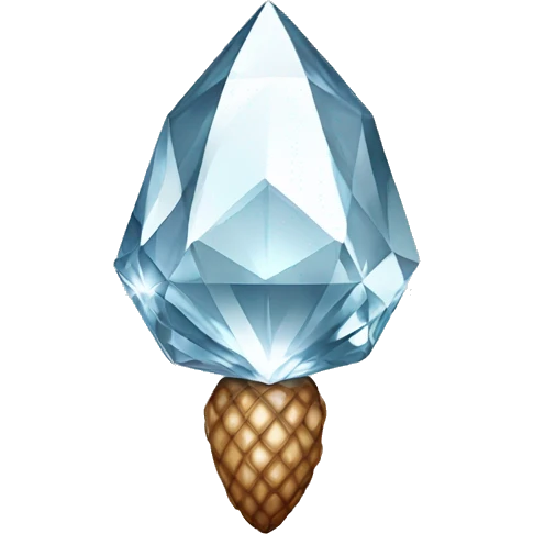 a Diamond Acorn, sparkling cut diamond, with short top and stem emoji