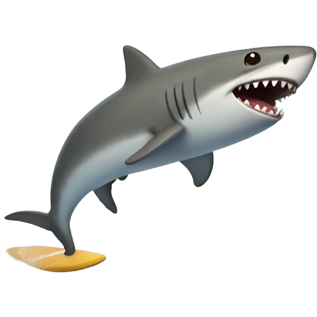Mapache surfeando sobre un tiburón emoji