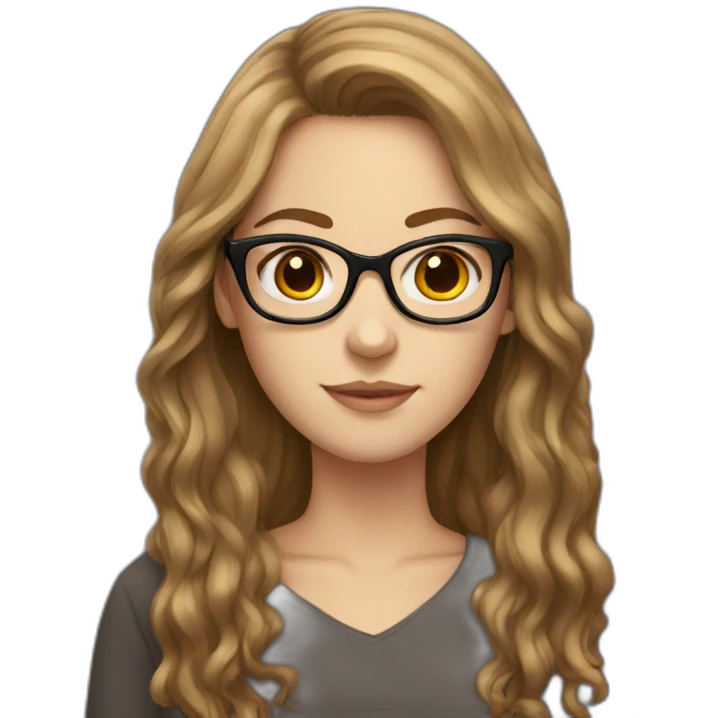 A white Girl with glasses,Brown long hair emoji