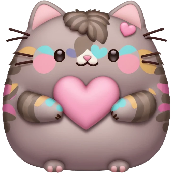 pusheen heart Pink cute emoji