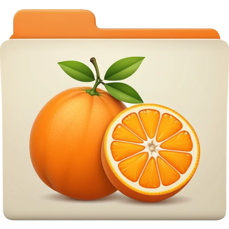 file folder with orange fruit picture  emoji