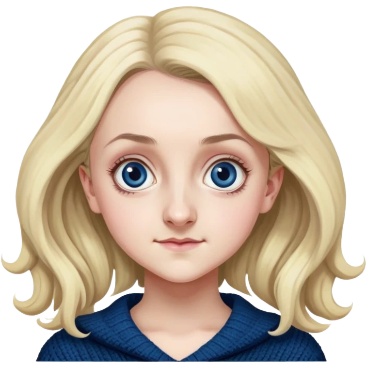 Evanna Lynch is Luna Lovegood in harry potter, wear dark blue sweater emoji