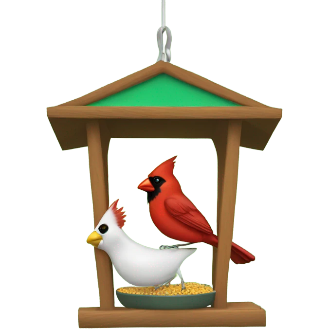 Cardinal on a green bird feeder emoji