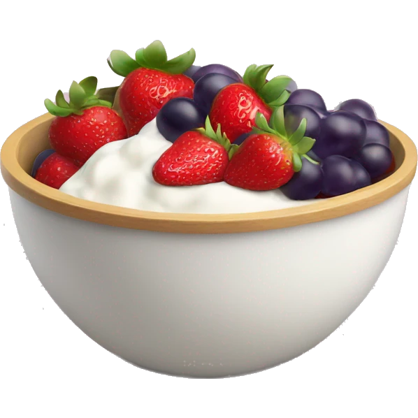 fruit yogurt bowl with strawberries and grapes emoji