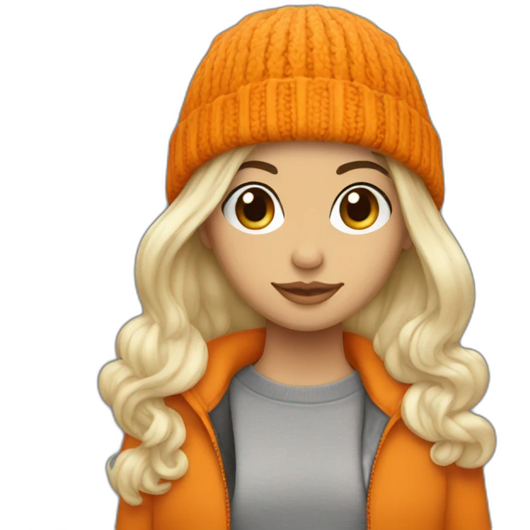 Persona blanca sin pelo con gorro de lana naranja emoji