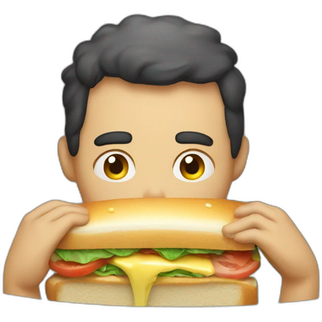 Sad man eating sandwich in a bathtub emoji